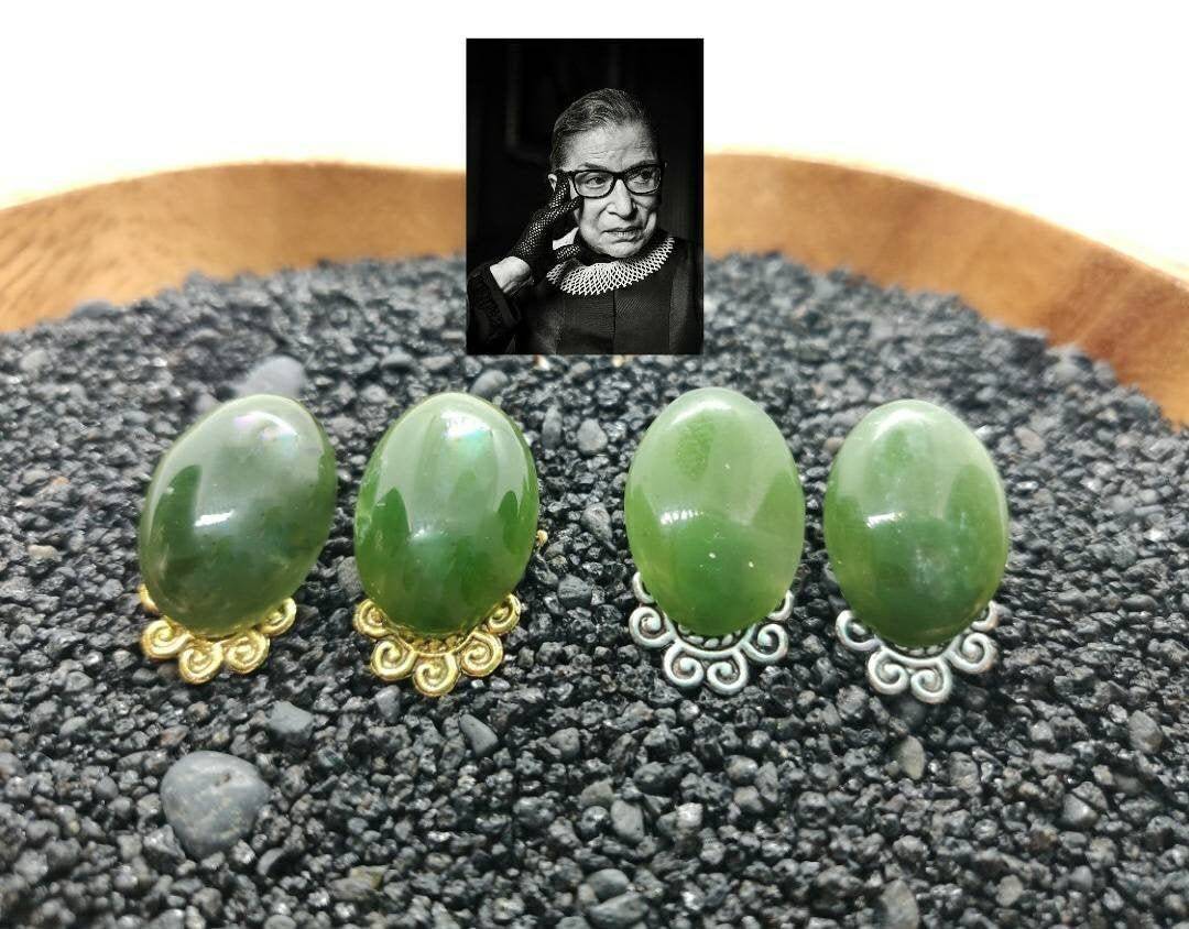 Ruth bader ginsburg green jade earrings discount